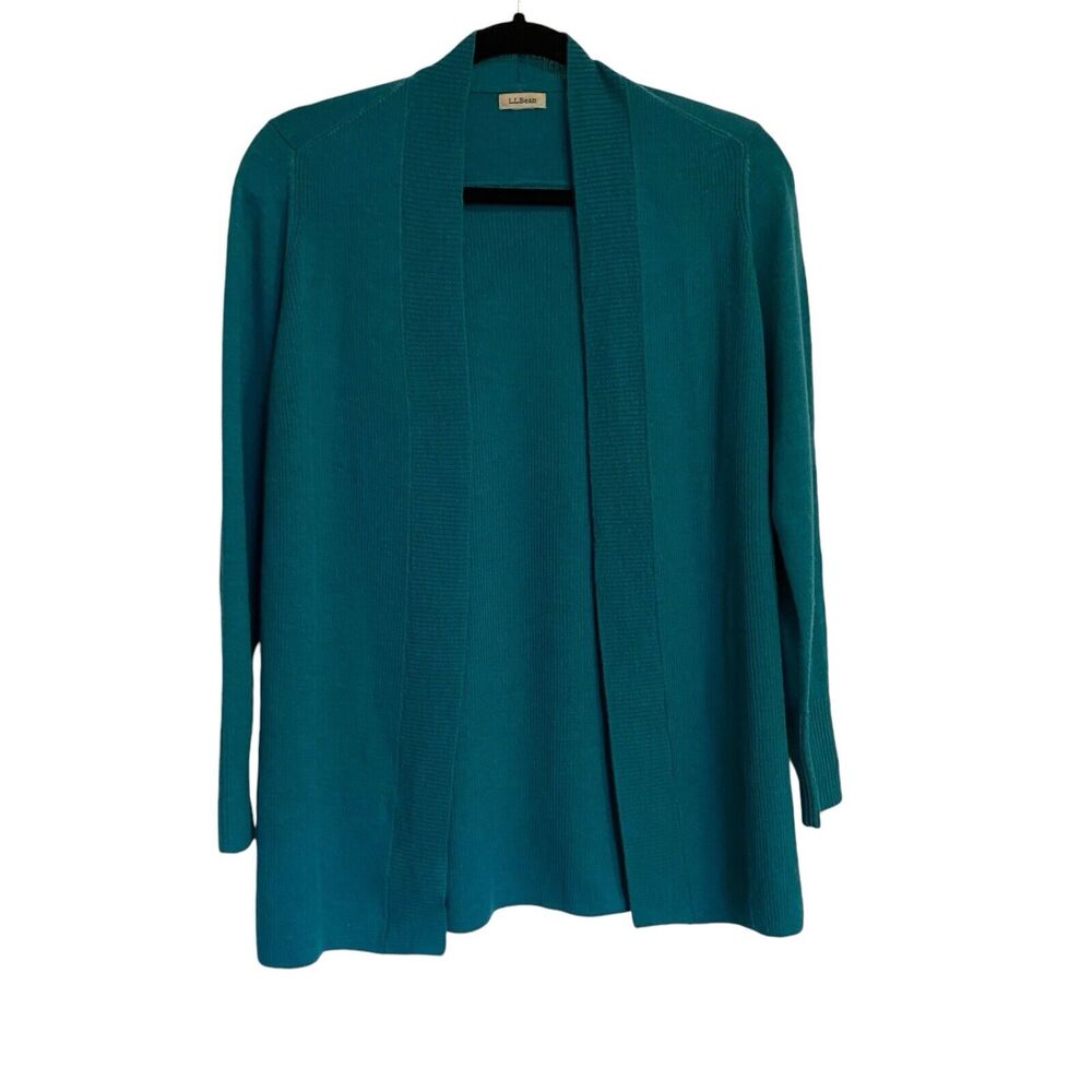 L.L. Bean Merino Wool Classic Open Front Cardigan Sweater Size Small Y2K Preppy